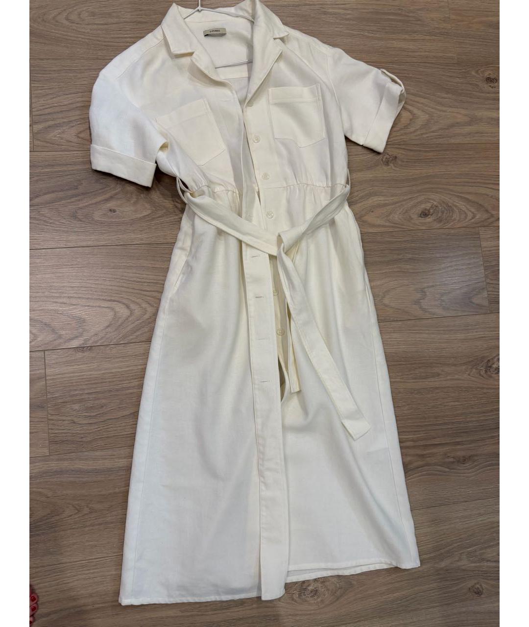 12 STOREEZ Белое льняное повседневное платье, фото 3