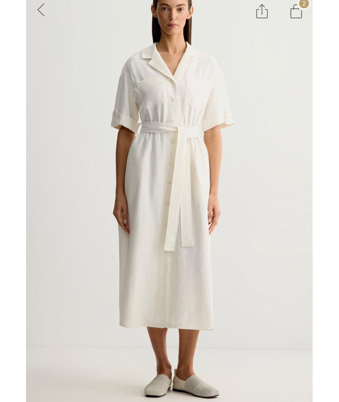 12 STOREEZ Белое льняное повседневное платье, фото 4