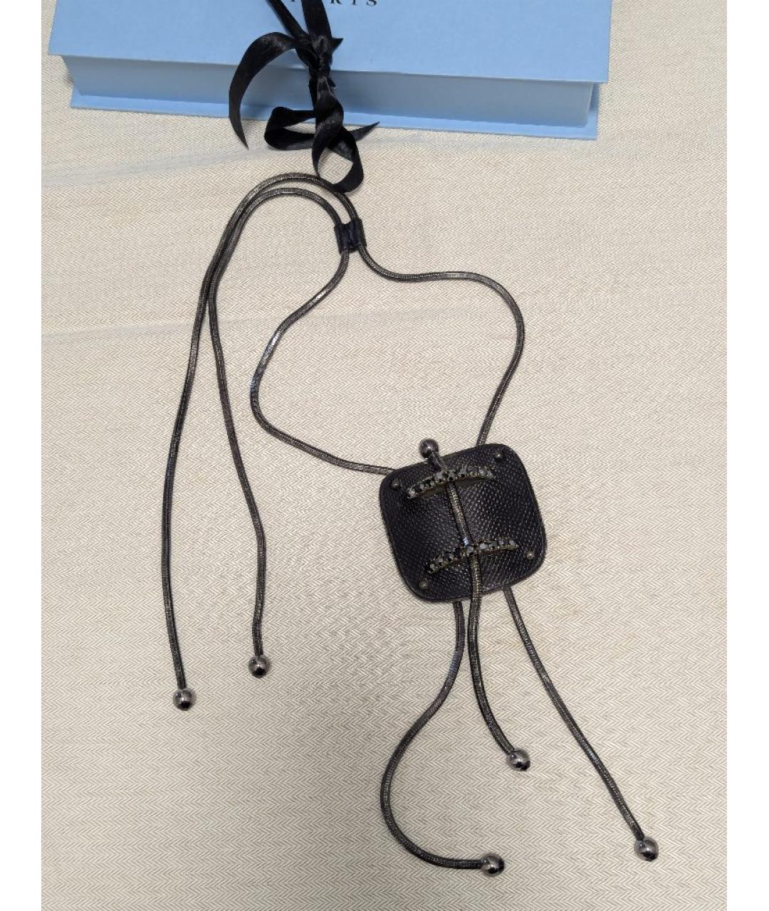 LANVIN Черная подвеска из экзотической кожи, фото 4