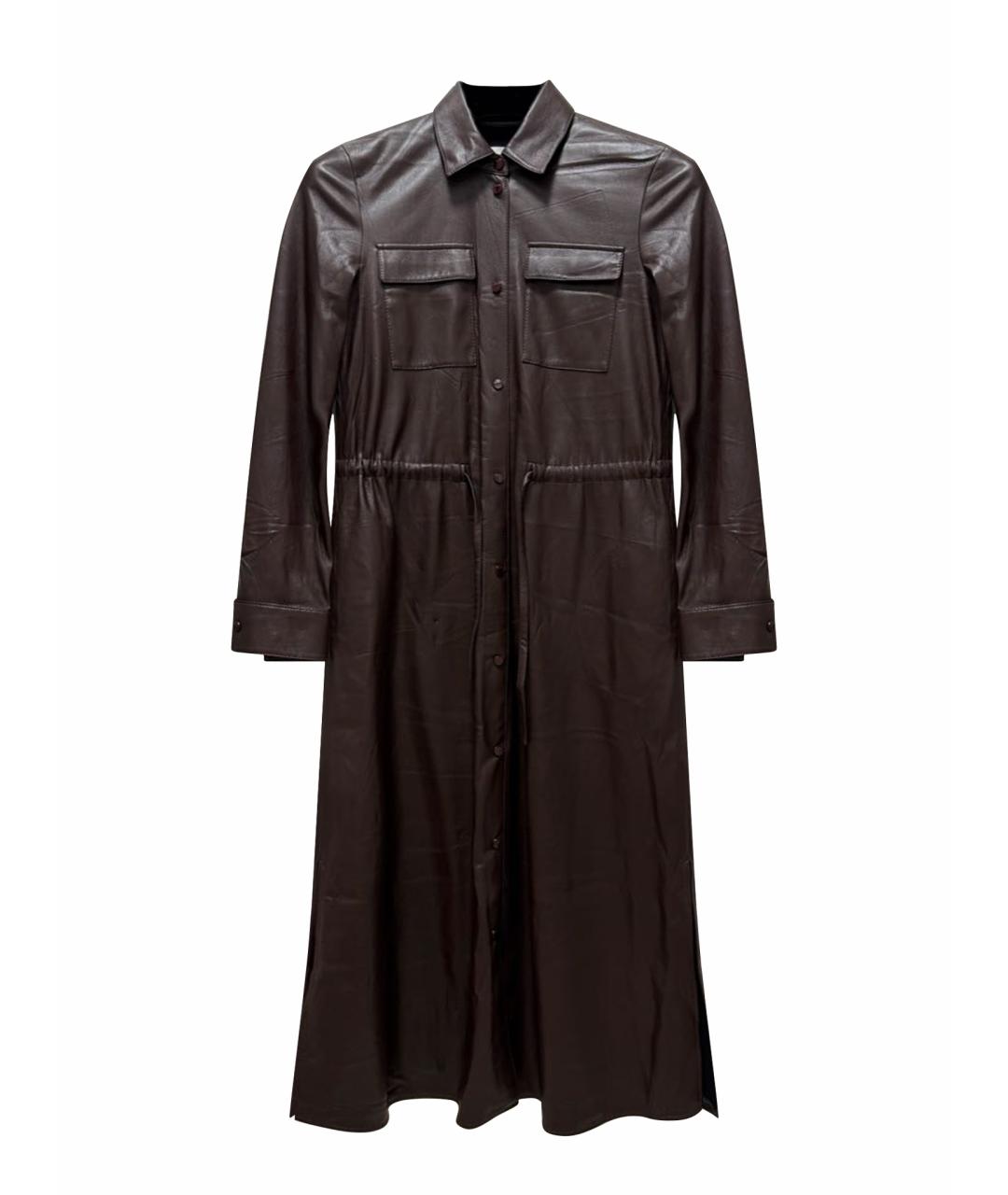 HUGO BOSS Бордовое кожаное повседневное платье, фото 1