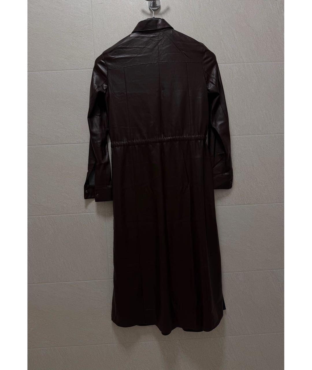 HUGO BOSS Бордовое кожаное повседневное платье, фото 2