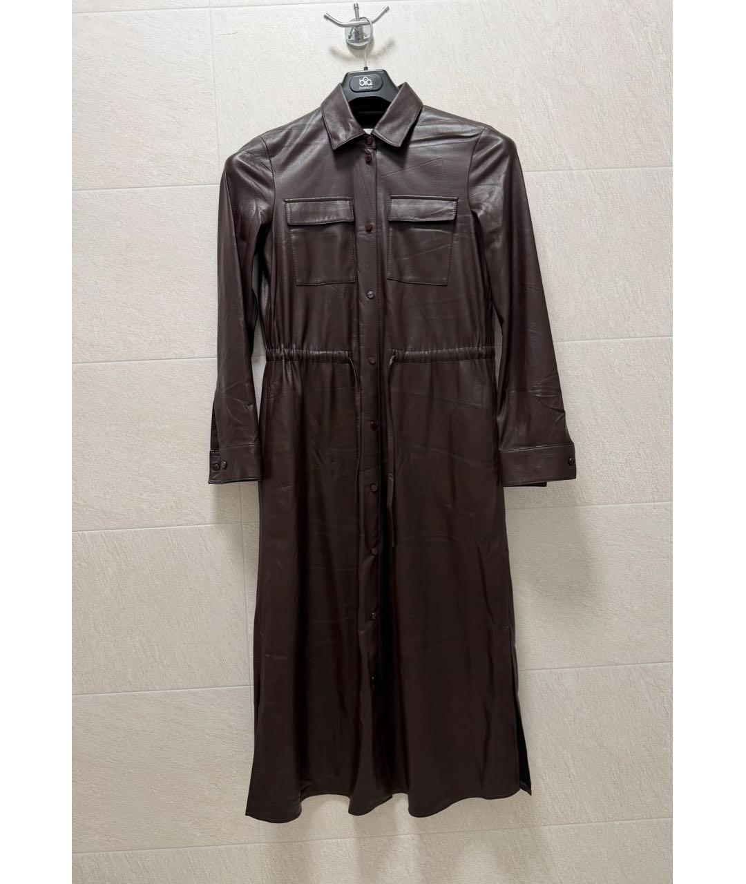 HUGO BOSS Бордовое кожаное повседневное платье, фото 5