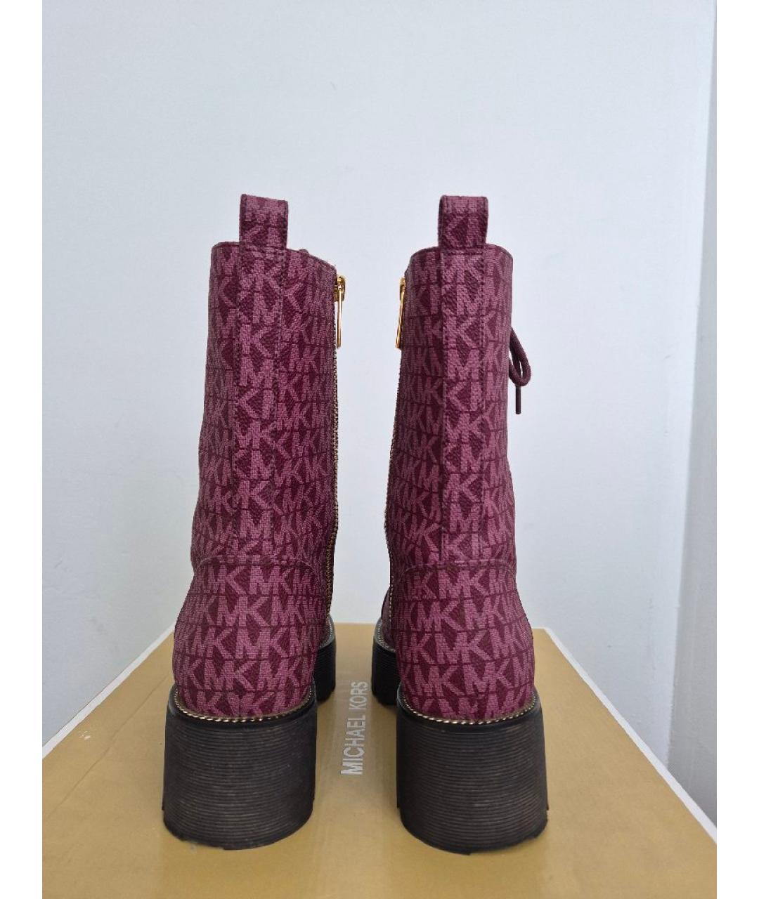 MICHAEL MICHAEL KORS Бордовые ботинки из искусственной кожи, фото 3