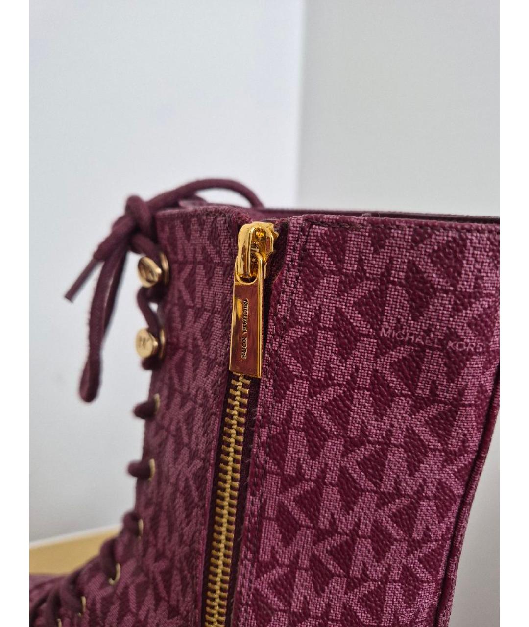 MICHAEL MICHAEL KORS Бордовые ботинки из искусственной кожи, фото 5