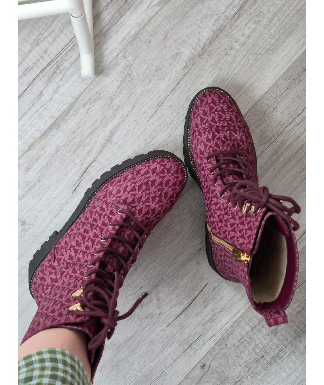 MICHAEL MICHAEL KORS Бордовые ботинки из искусственной кожи, фото 7