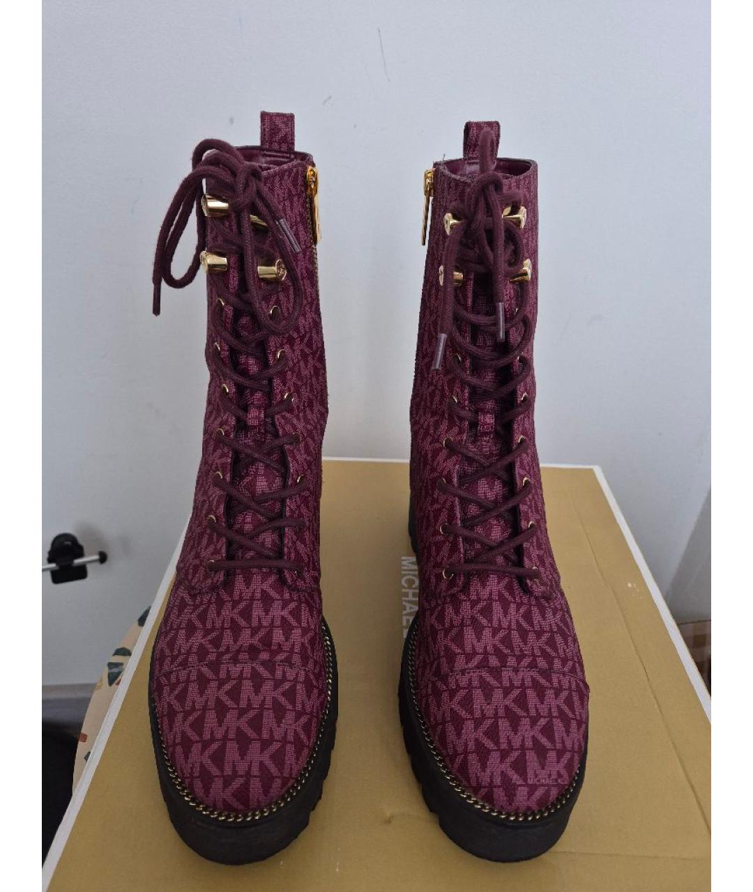 MICHAEL MICHAEL KORS Бордовые ботинки из искусственной кожи, фото 2