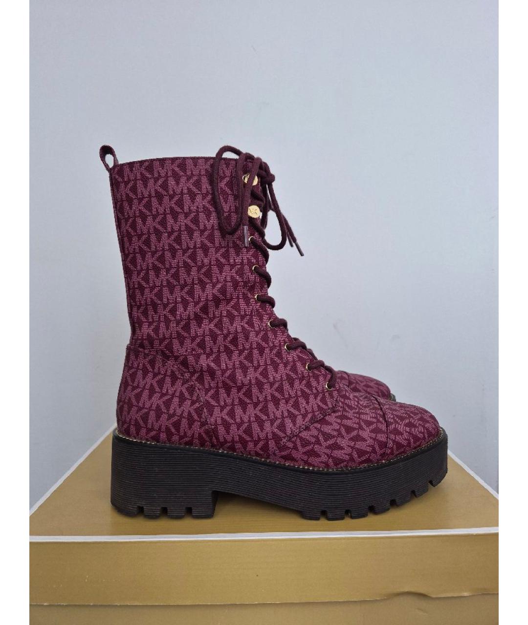 MICHAEL MICHAEL KORS Бордовые ботинки из искусственной кожи, фото 9