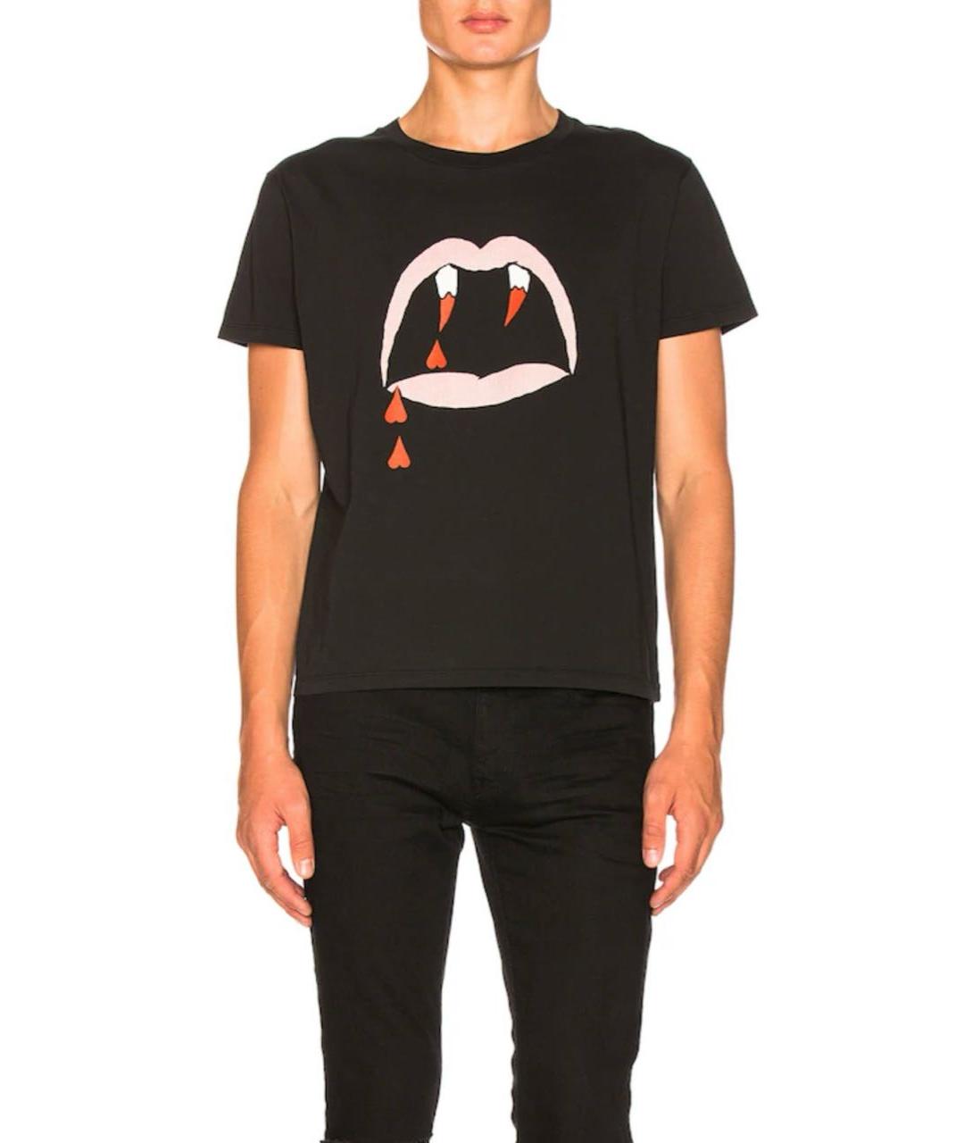 SAINT LAURENT Черная хлопковая футболка, фото 5