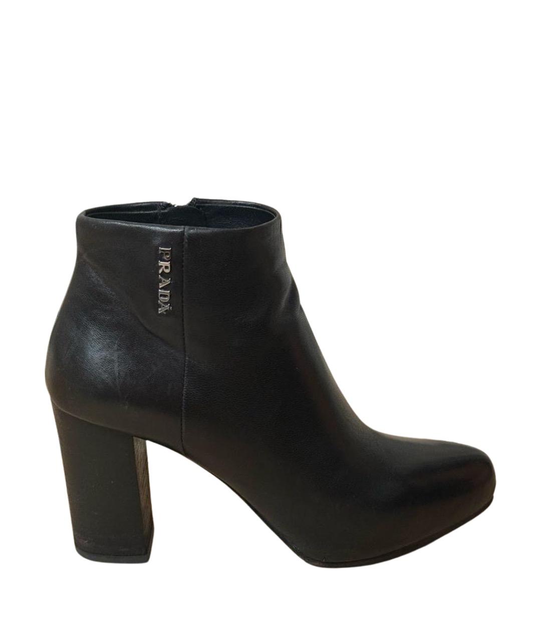 PRADA Черные кожаные ботильоны, фото 10