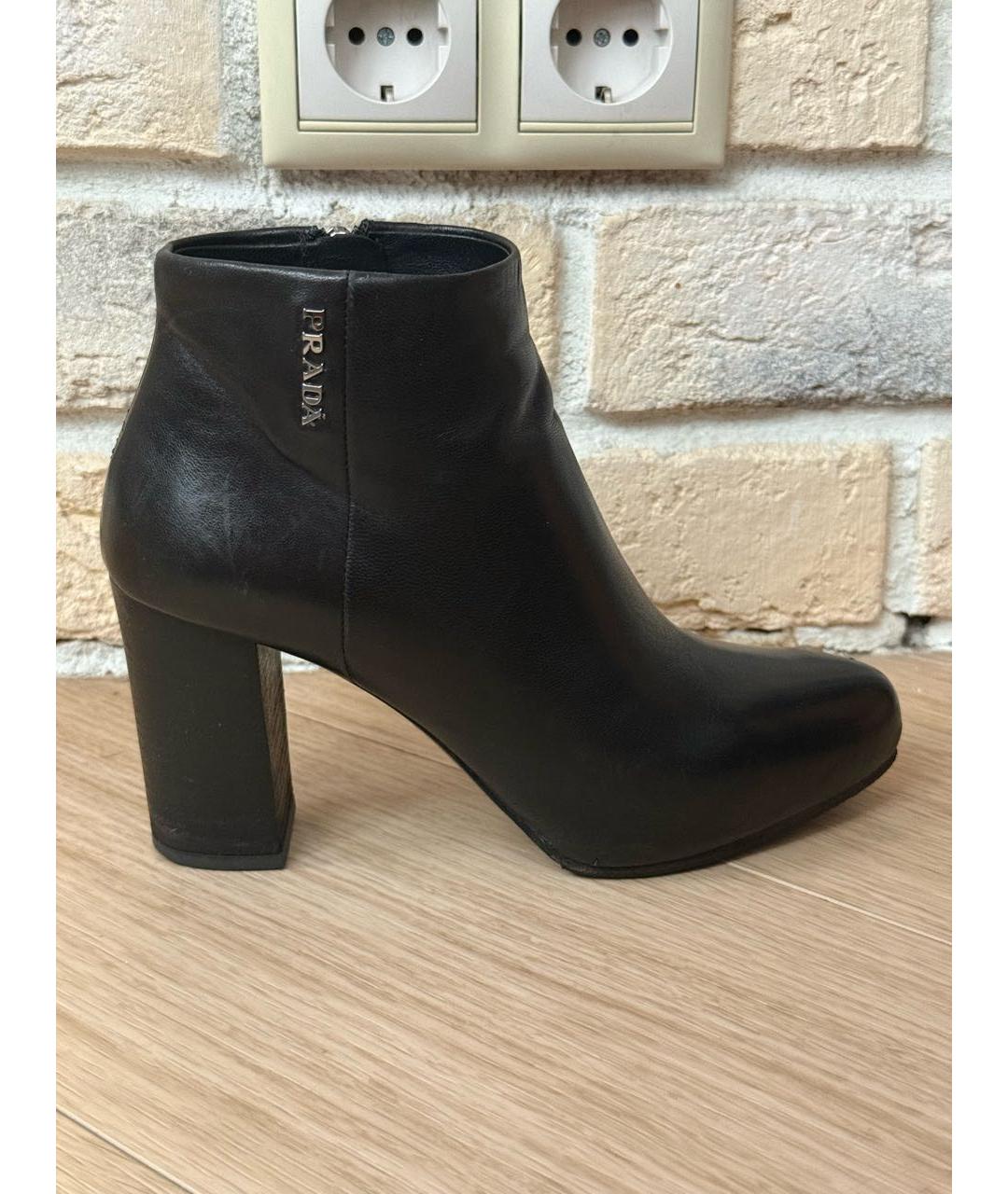 PRADA Черные кожаные ботильоны, фото 9