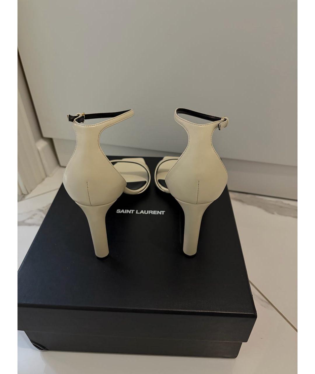 SAINT LAURENT Бежевые кожаные босоножки, фото 3