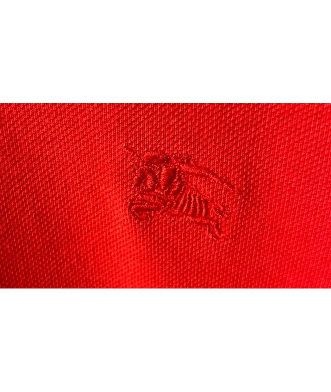 BURBERRY Оранжевое хлопковое поло с коротким рукавом, фото 4