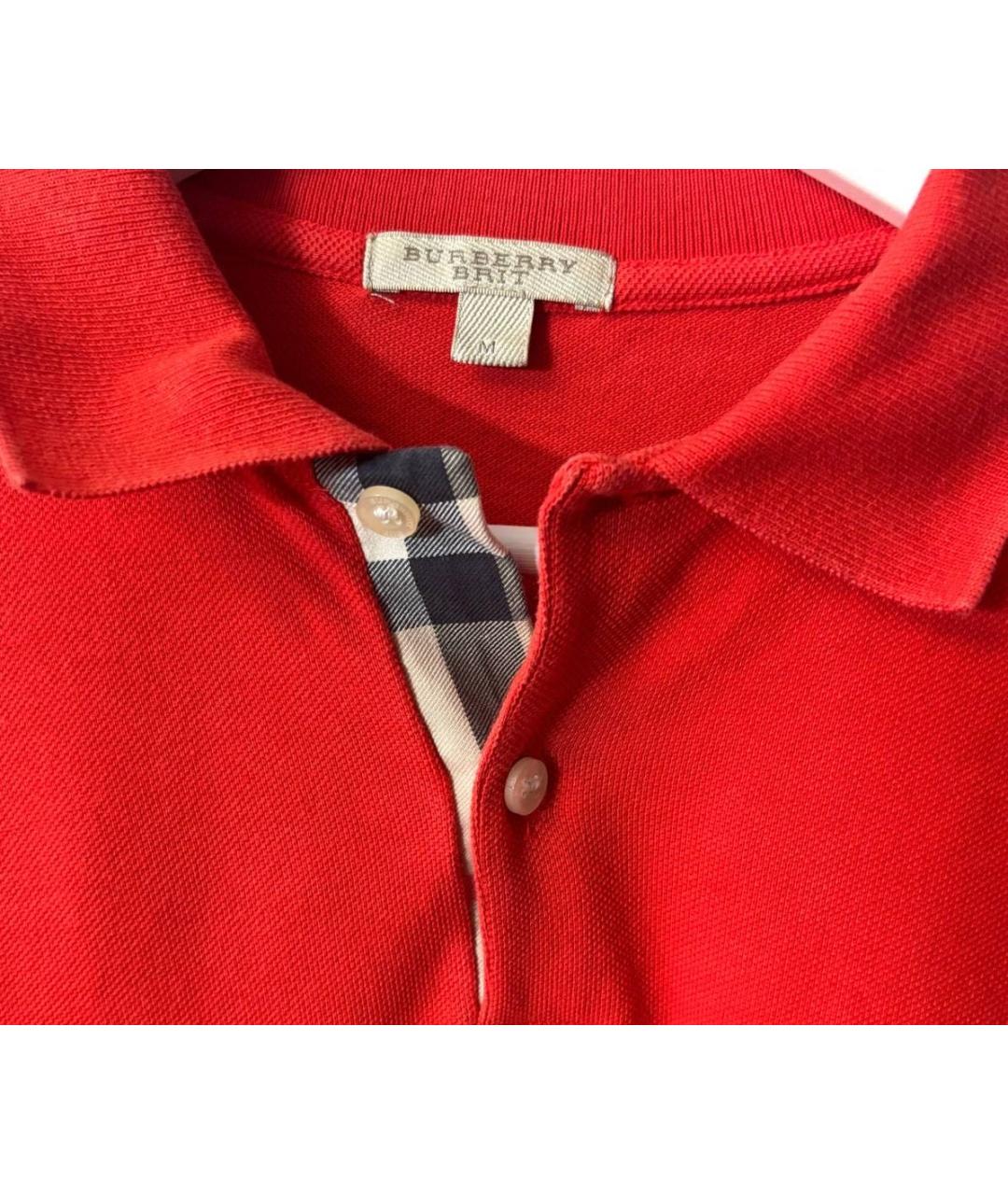 BURBERRY Оранжевое хлопковое поло с коротким рукавом, фото 3