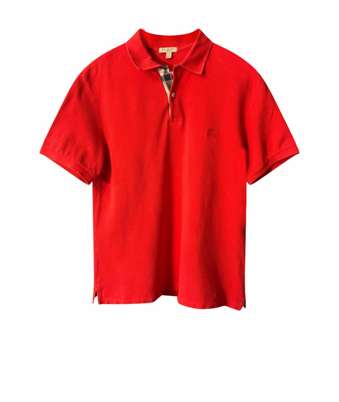 BURBERRY Оранжевое хлопковое поло с коротким рукавом, фото 1