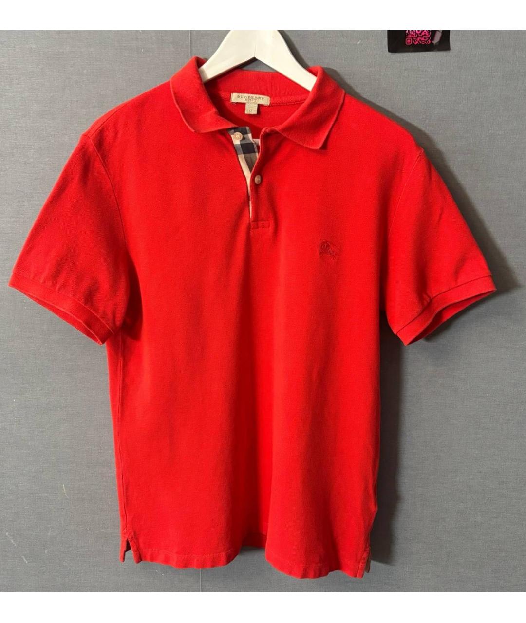 BURBERRY Оранжевое хлопковое поло с коротким рукавом, фото 7