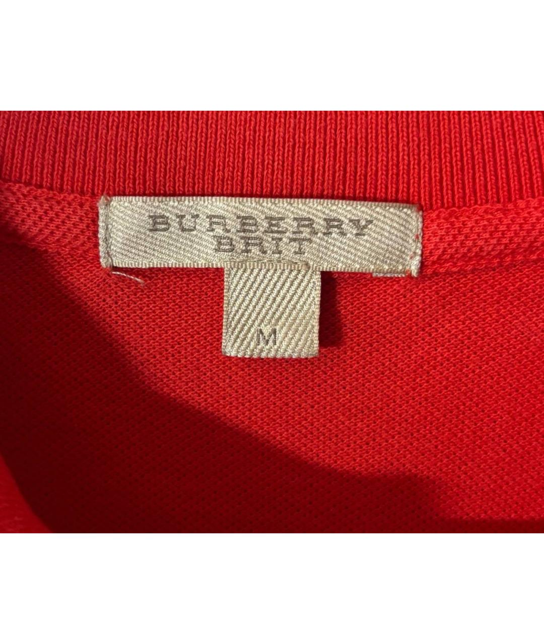 BURBERRY Оранжевое хлопковое поло с коротким рукавом, фото 5