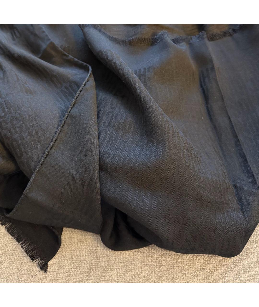 MOSCHINO Черный шерстяной шарф, фото 2