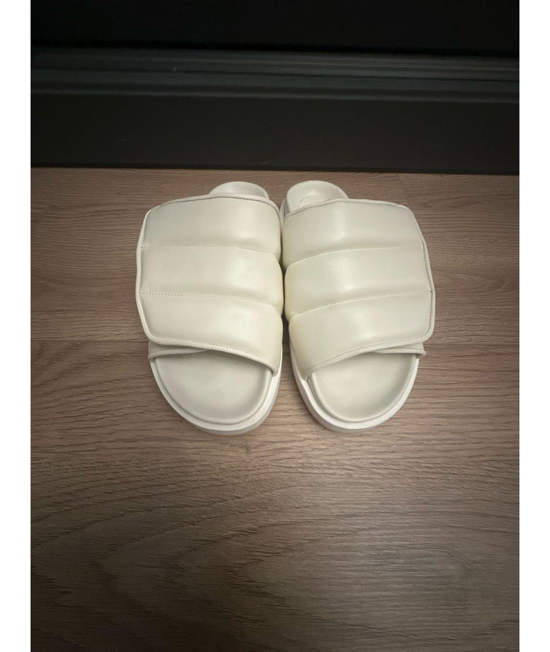 GIABORGHINI Белые кожаные шлепанцы, фото 2