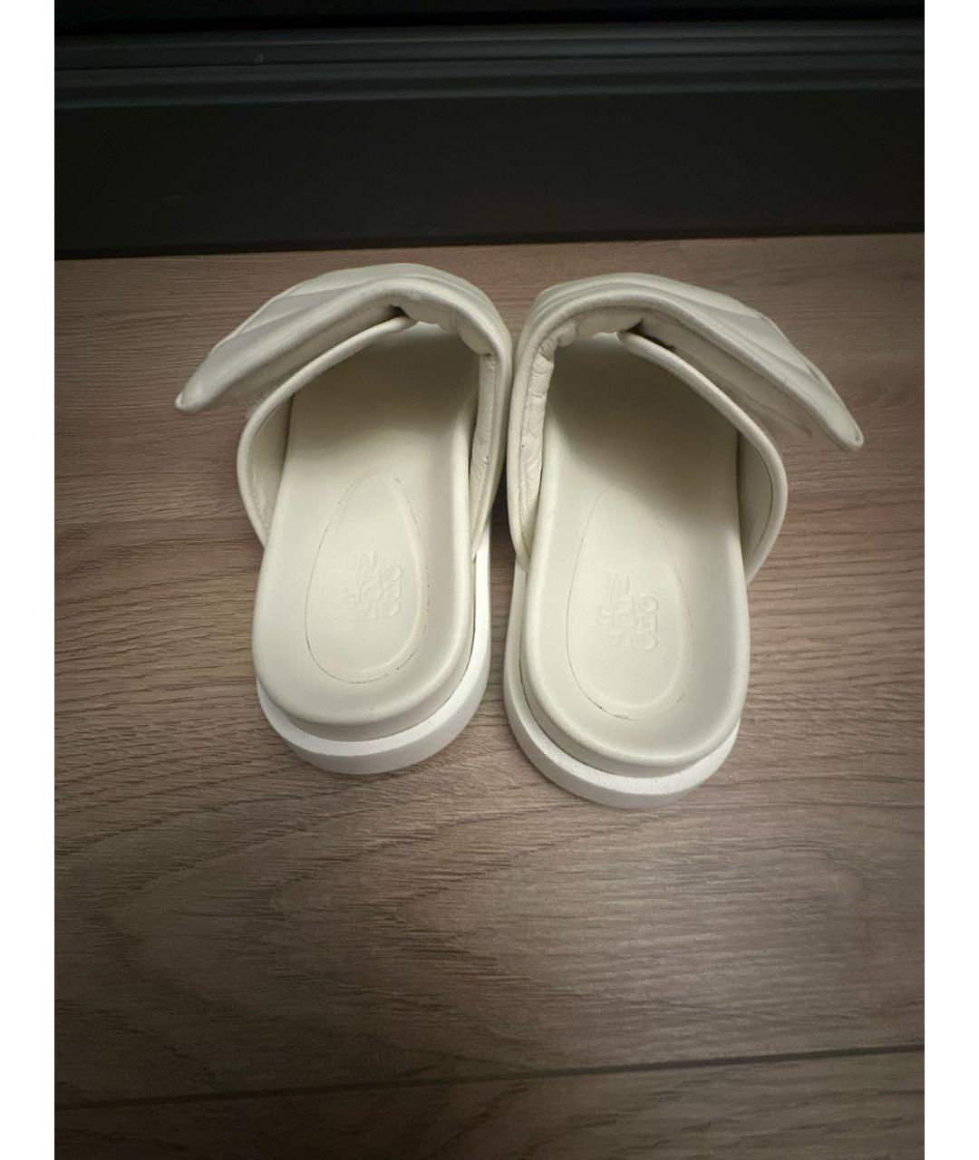 GIABORGHINI Белые кожаные шлепанцы, фото 4