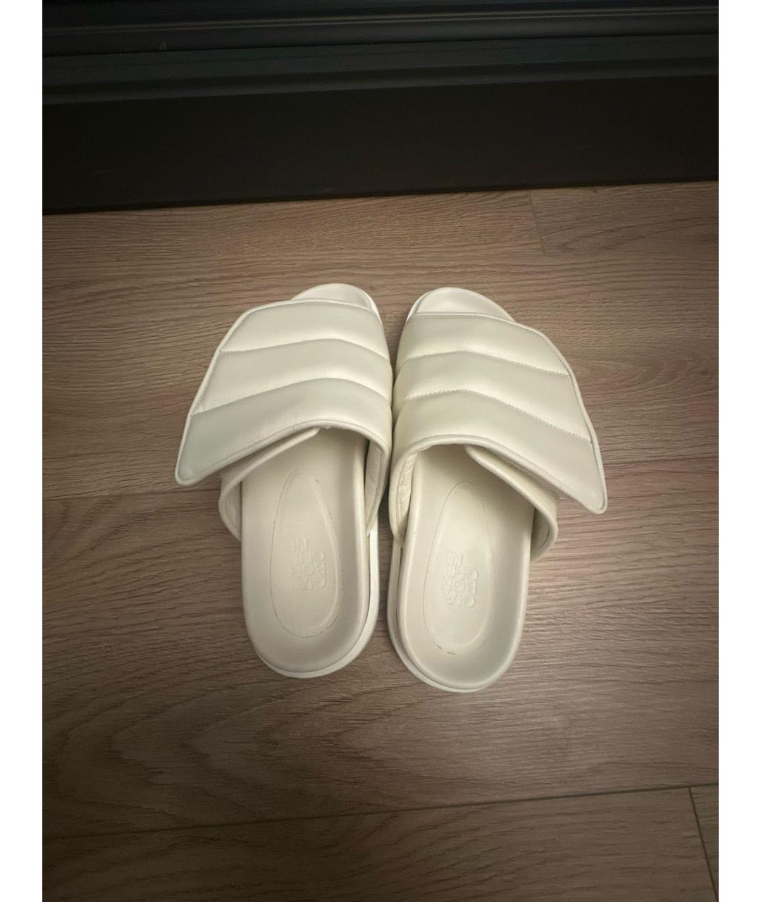 GIABORGHINI Белые кожаные шлепанцы, фото 3