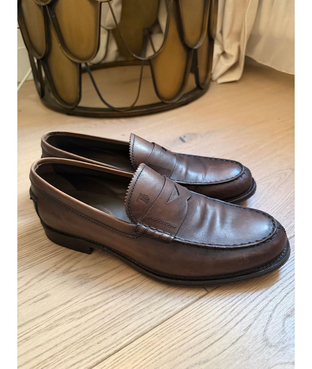 TOD'S Коричневые кожаные лоферы, фото 5