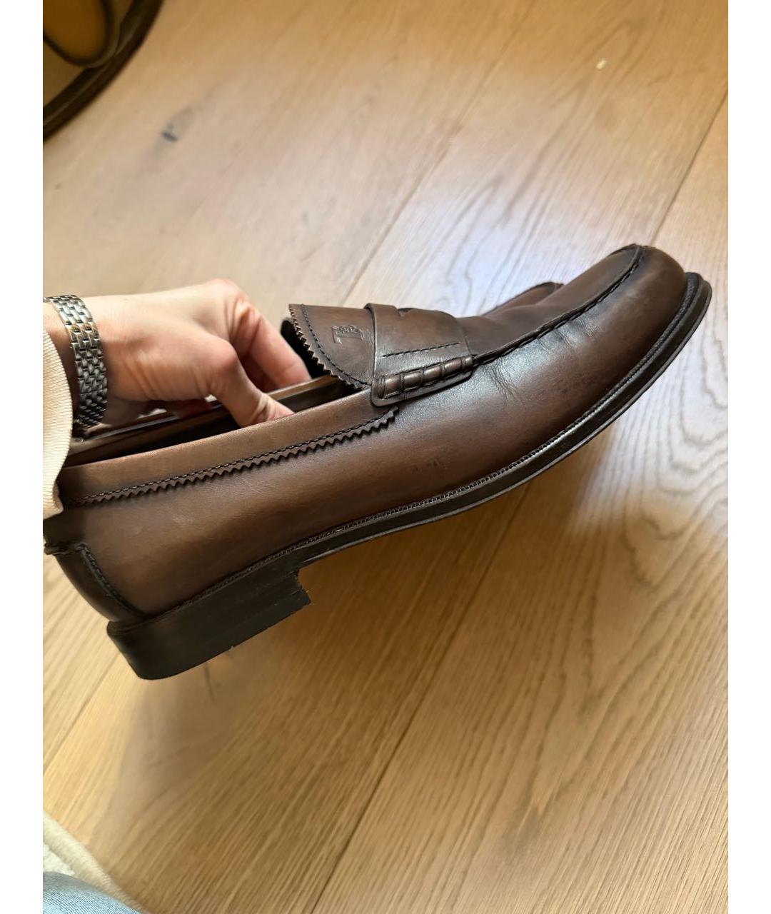 TOD'S Коричневые кожаные лоферы, фото 6
