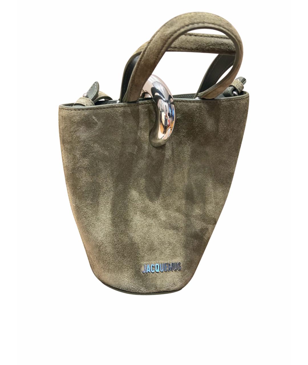 JACQUEMUS Хаки кожаная сумка через плечо, фото 1