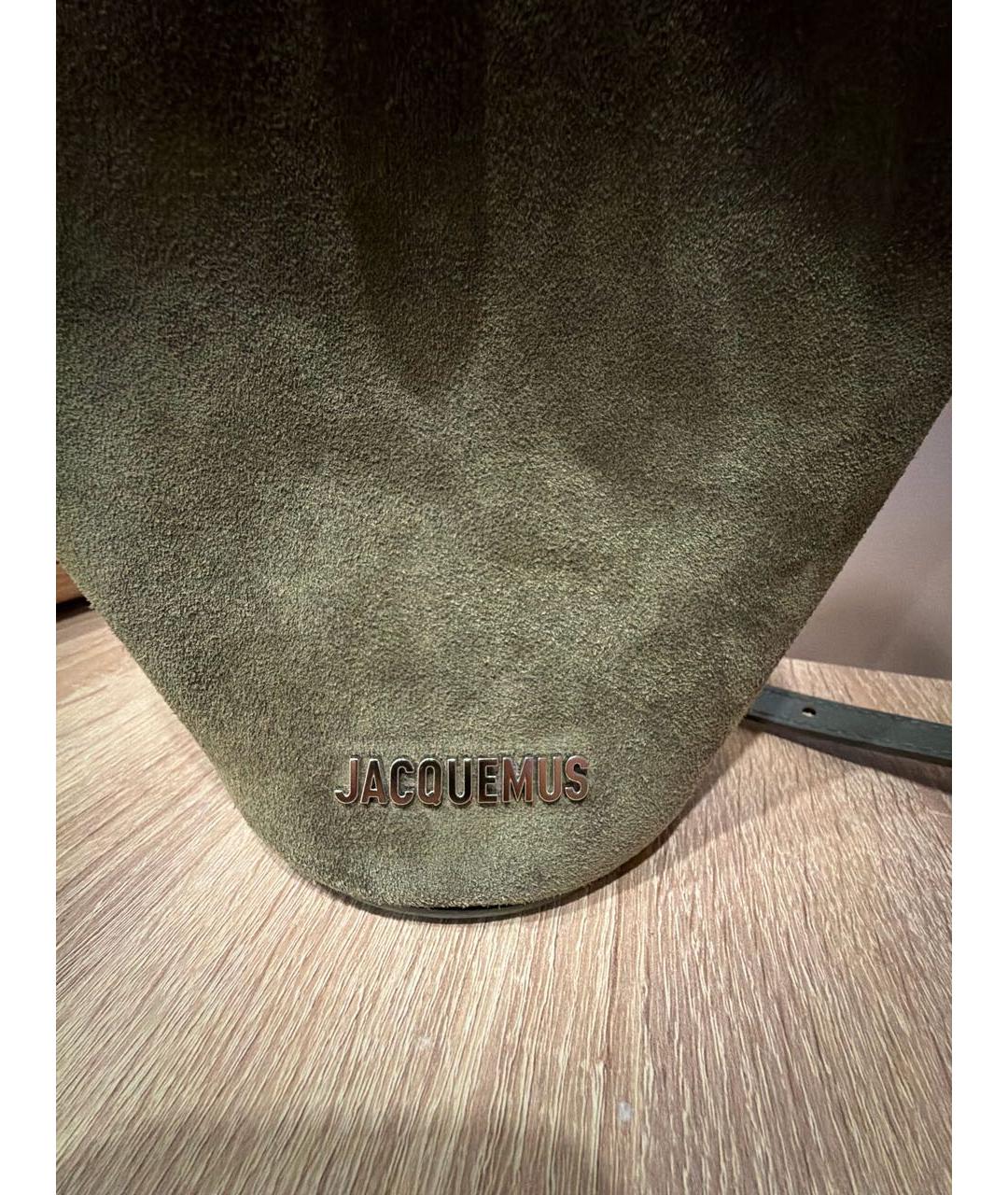 JACQUEMUS Хаки кожаная сумка через плечо, фото 2