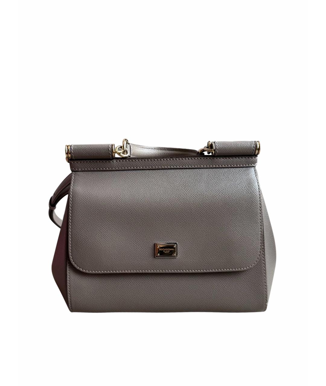 DOLCE&GABBANA Серая кожаная сумка с короткими ручками, фото 1