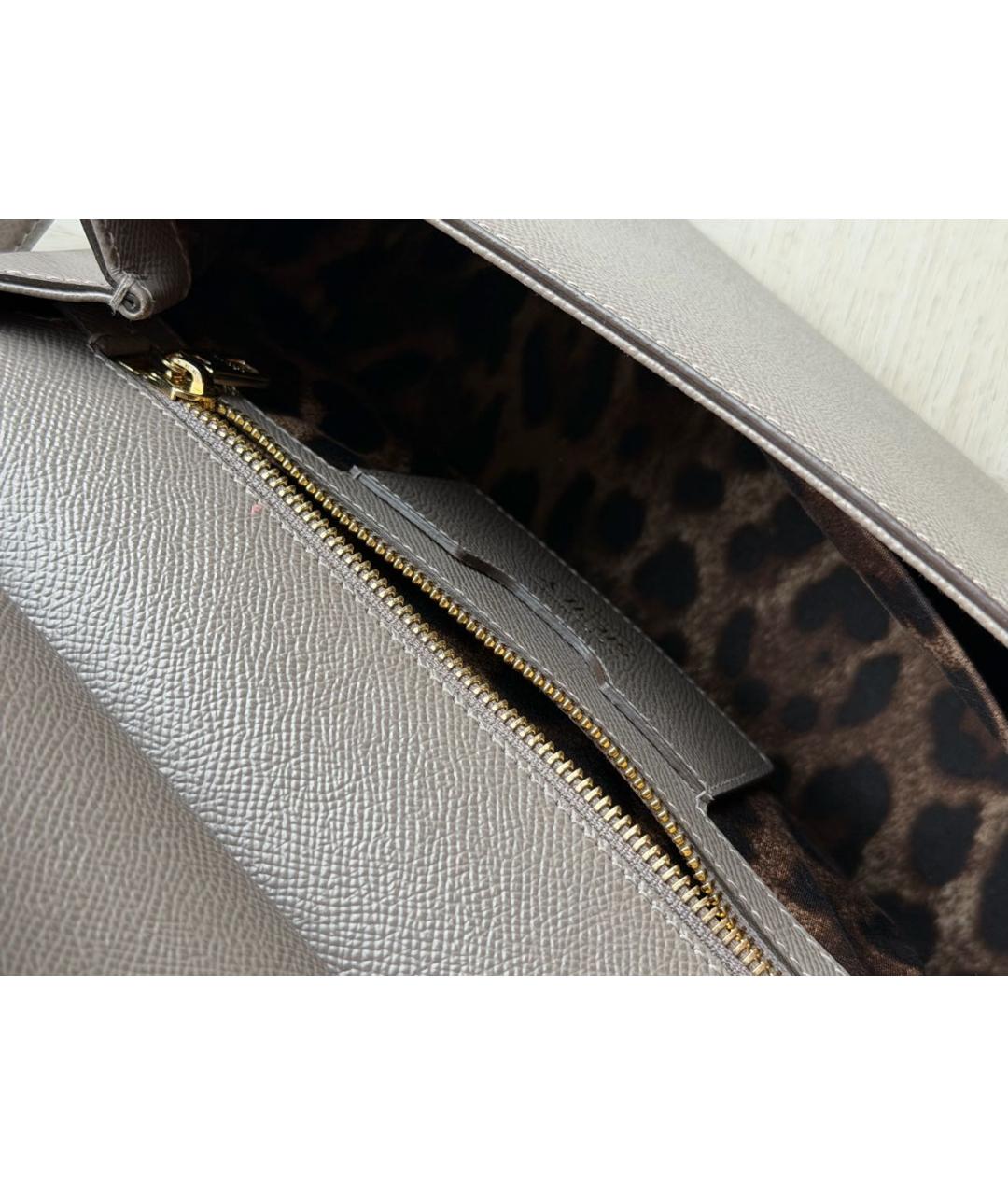 DOLCE&GABBANA Серая кожаная сумка с короткими ручками, фото 4