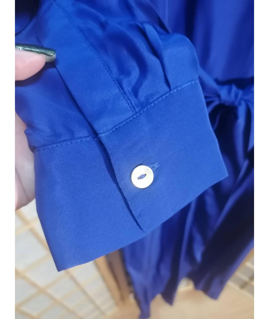 P.A.R.O.S.H. Синее шелковое повседневное платье, фото 6