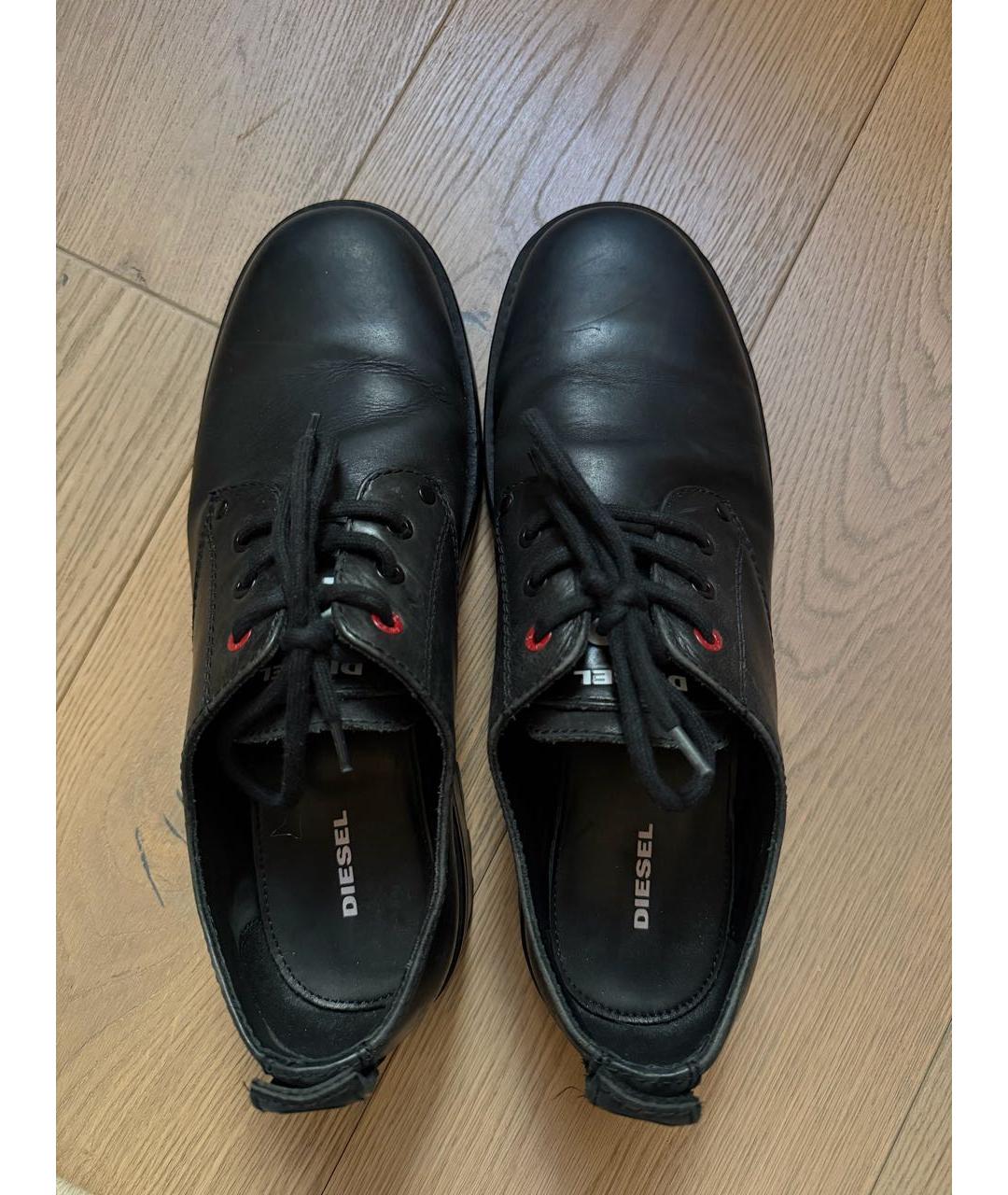 DIESEL Черные кожаные низкие ботинки, фото 2