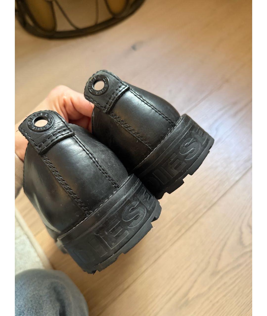 DIESEL Черные кожаные низкие ботинки, фото 4