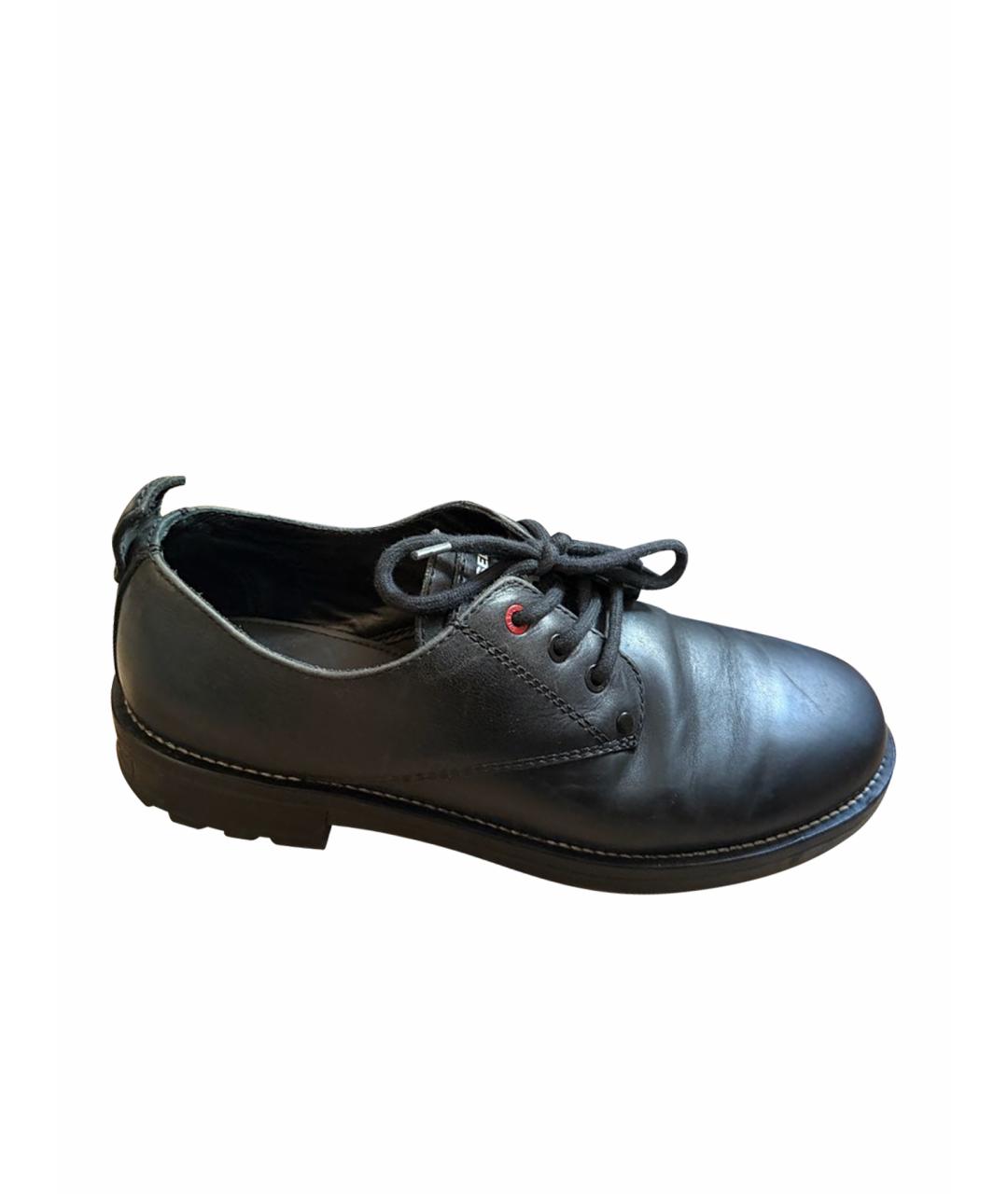 DIESEL Черные кожаные низкие ботинки, фото 1