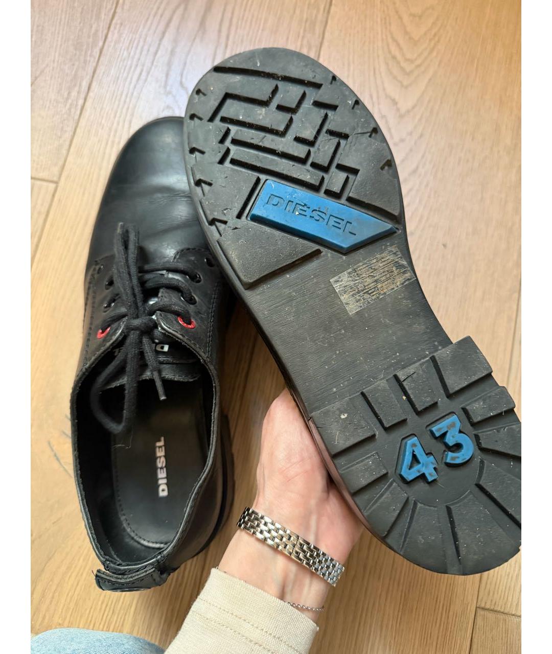DIESEL Черные кожаные низкие ботинки, фото 5
