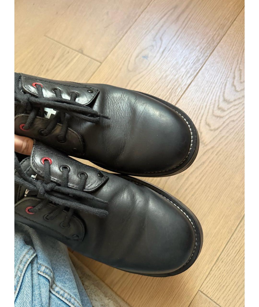 DIESEL Черные кожаные низкие ботинки, фото 3