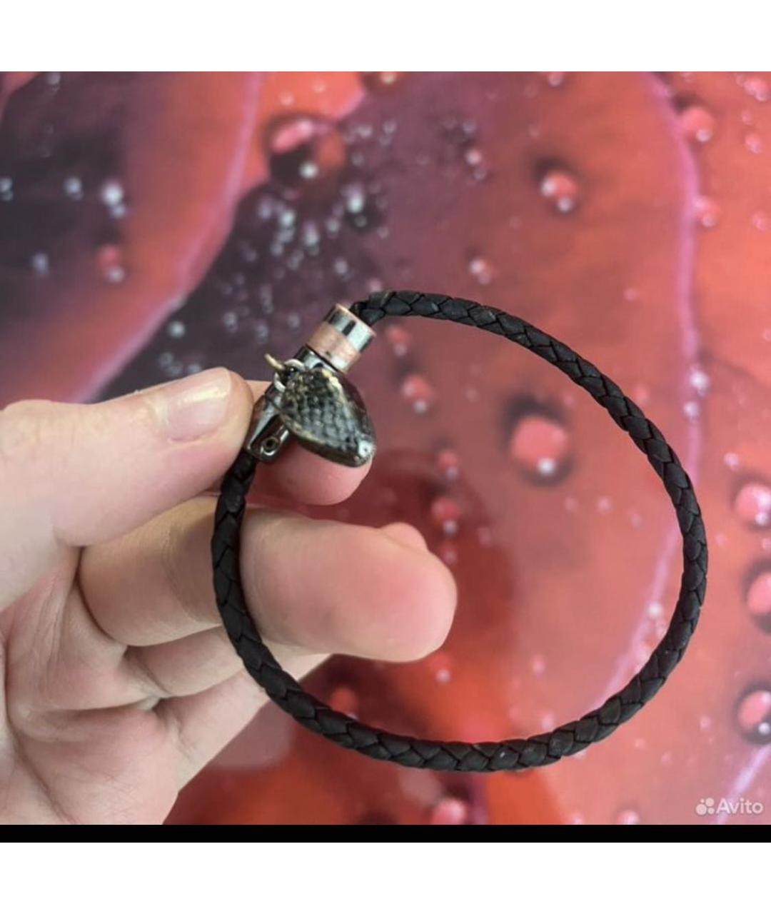 BVLGARI Черный кожаный браслет, фото 2