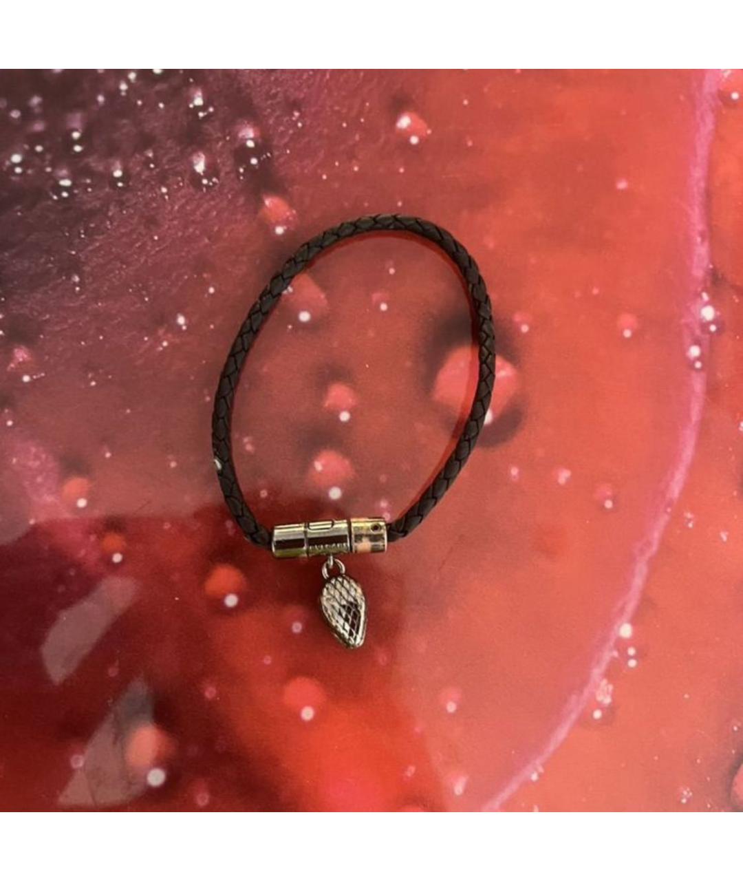 BVLGARI Черный кожаный браслет, фото 8