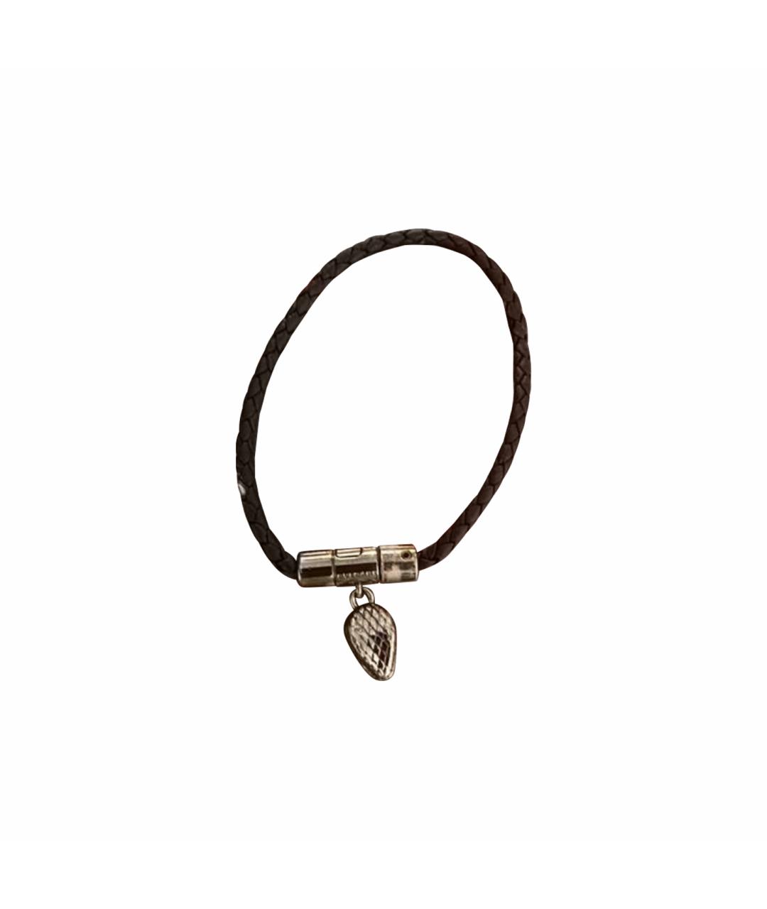 BVLGARI Черный кожаный браслет, фото 1