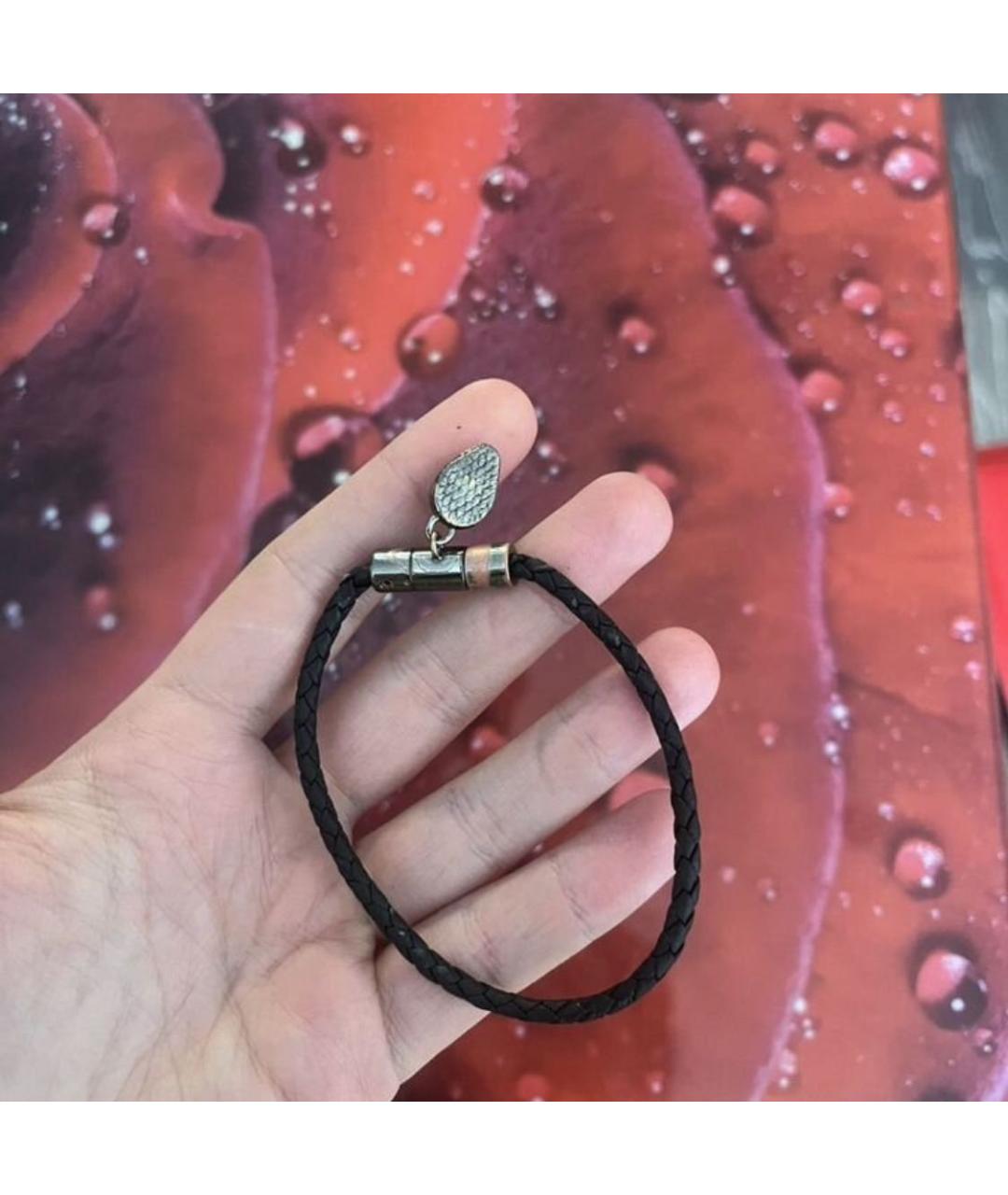 BVLGARI Черный кожаный браслет, фото 4