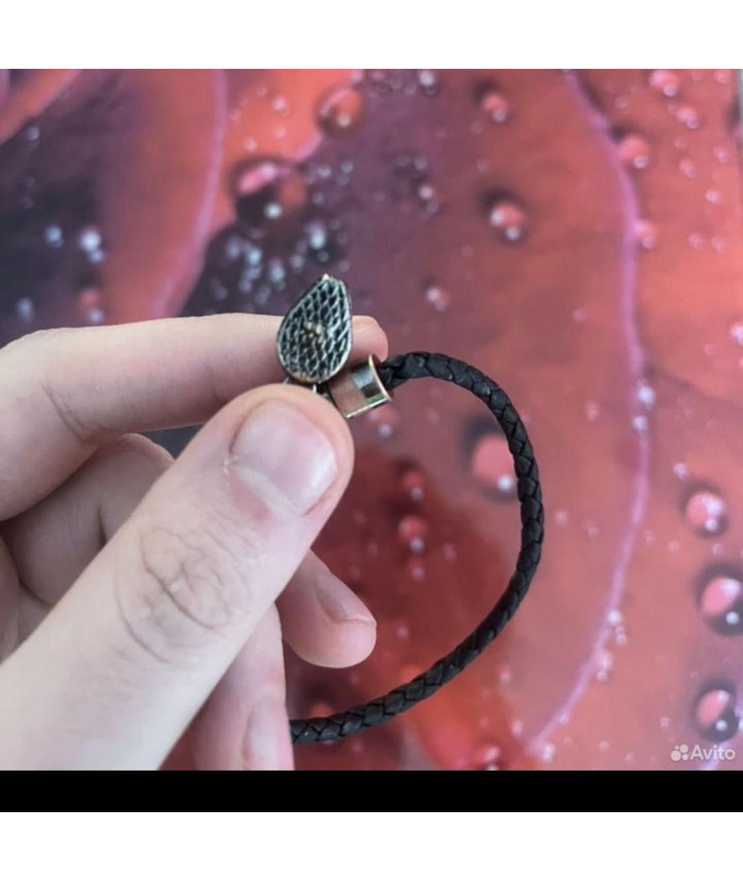 BVLGARI Черный кожаный браслет, фото 3