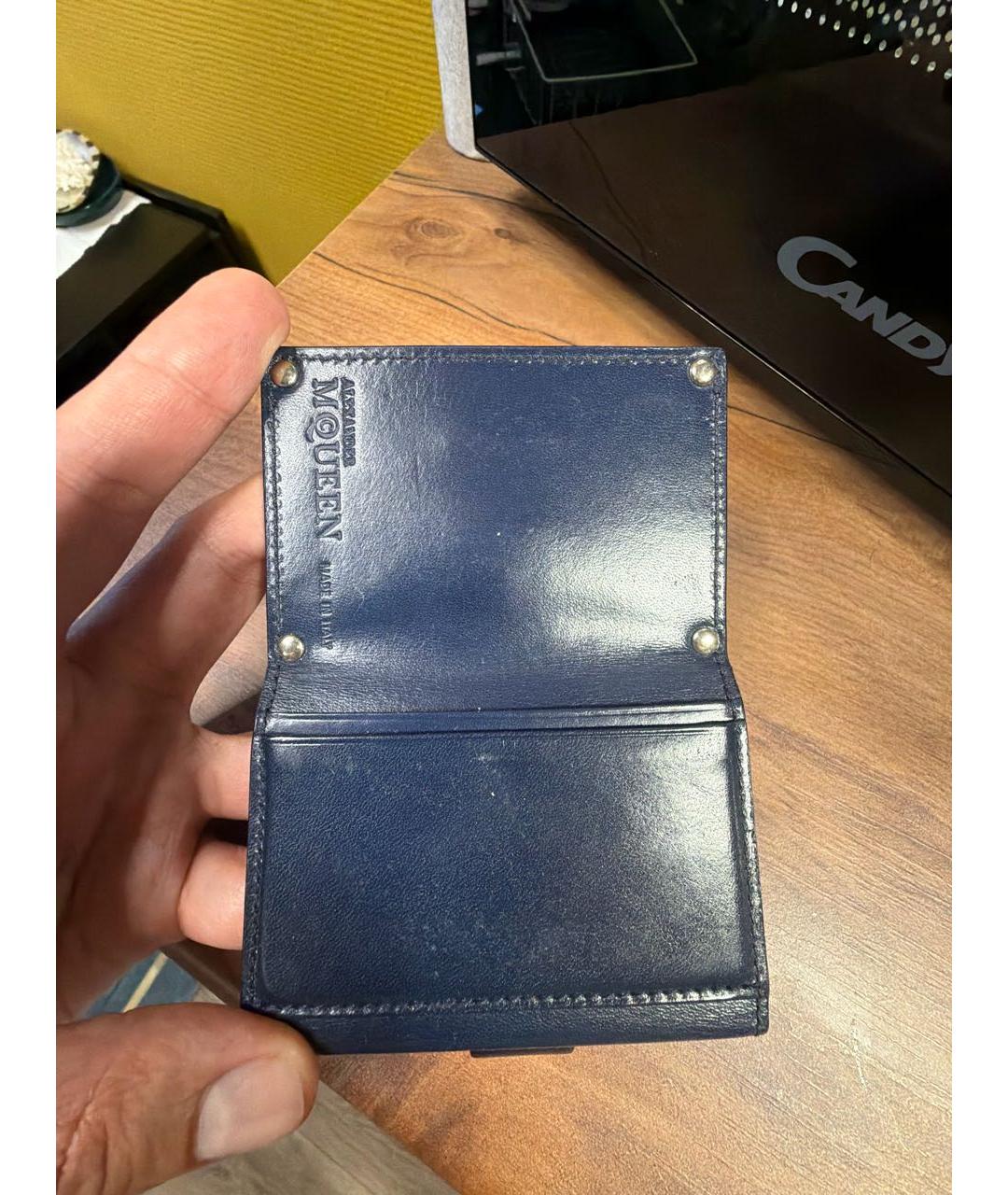 ALEXANDER MCQUEEN Синий кожаный кардхолдер, фото 6