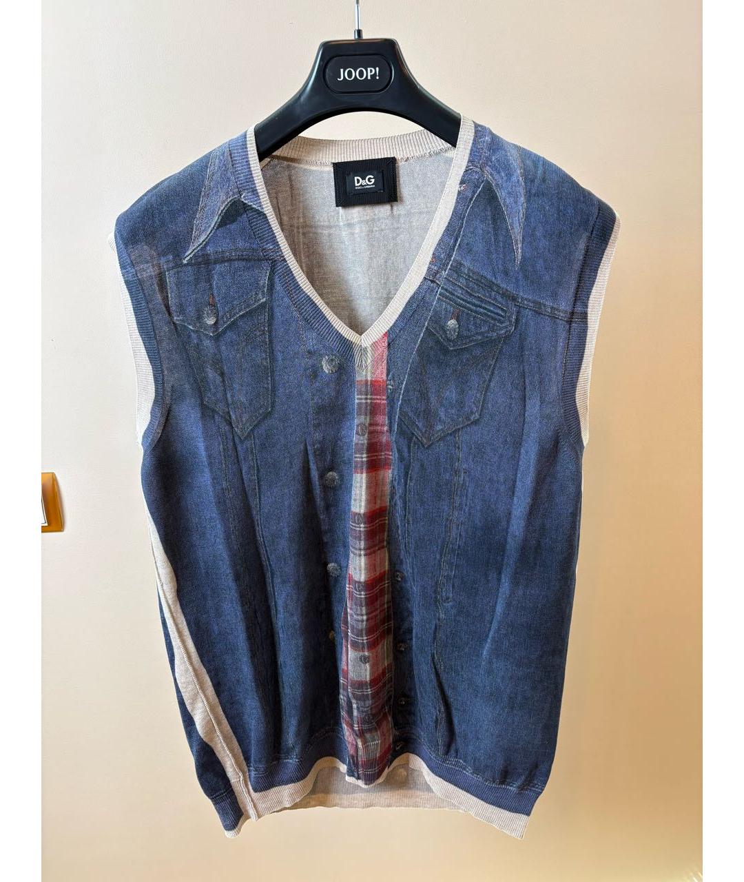 DOLCE&GABBANA Темно-синяя хлопковая жилетка, фото 7