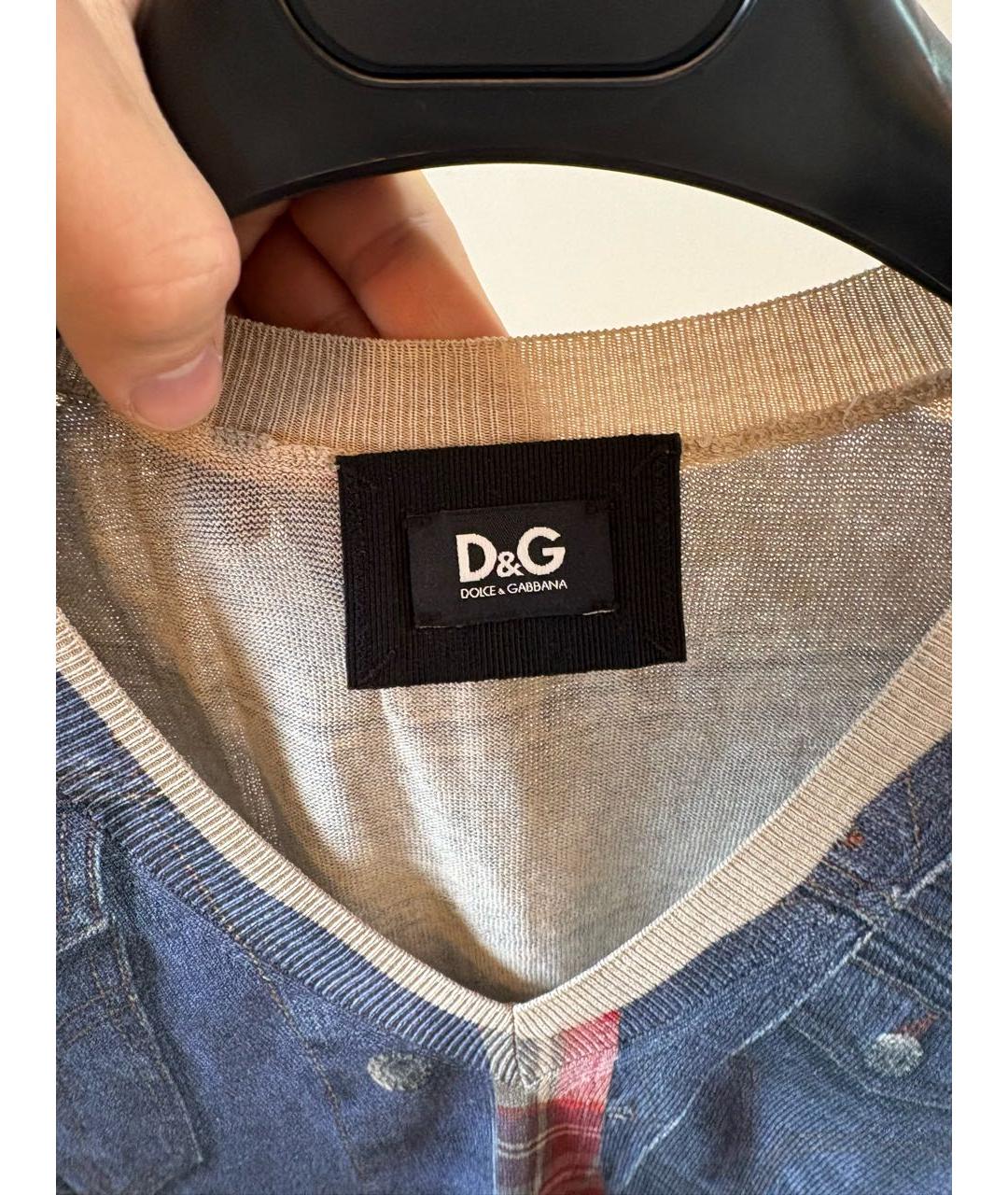 DOLCE&GABBANA Темно-синяя хлопковая жилетка, фото 3