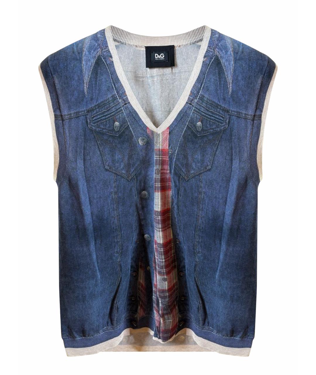 DOLCE&GABBANA Темно-синяя хлопковая жилетка, фото 1