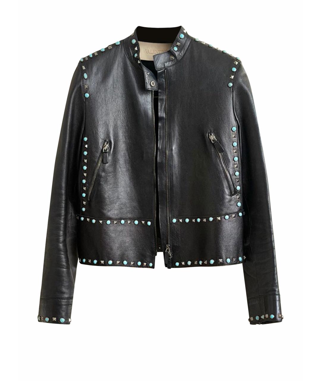 VALENTINO Черная кожаная куртка, фото 1