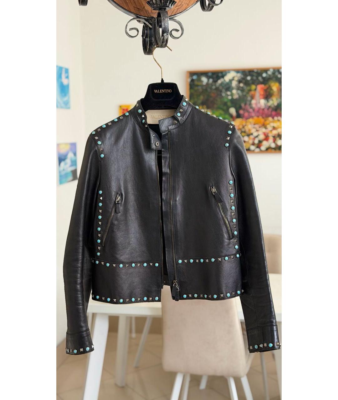VALENTINO Черная кожаная куртка, фото 3
