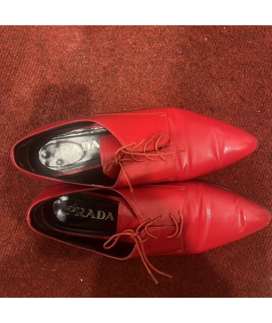 PRADA Красные кожаные туфли, фото 2