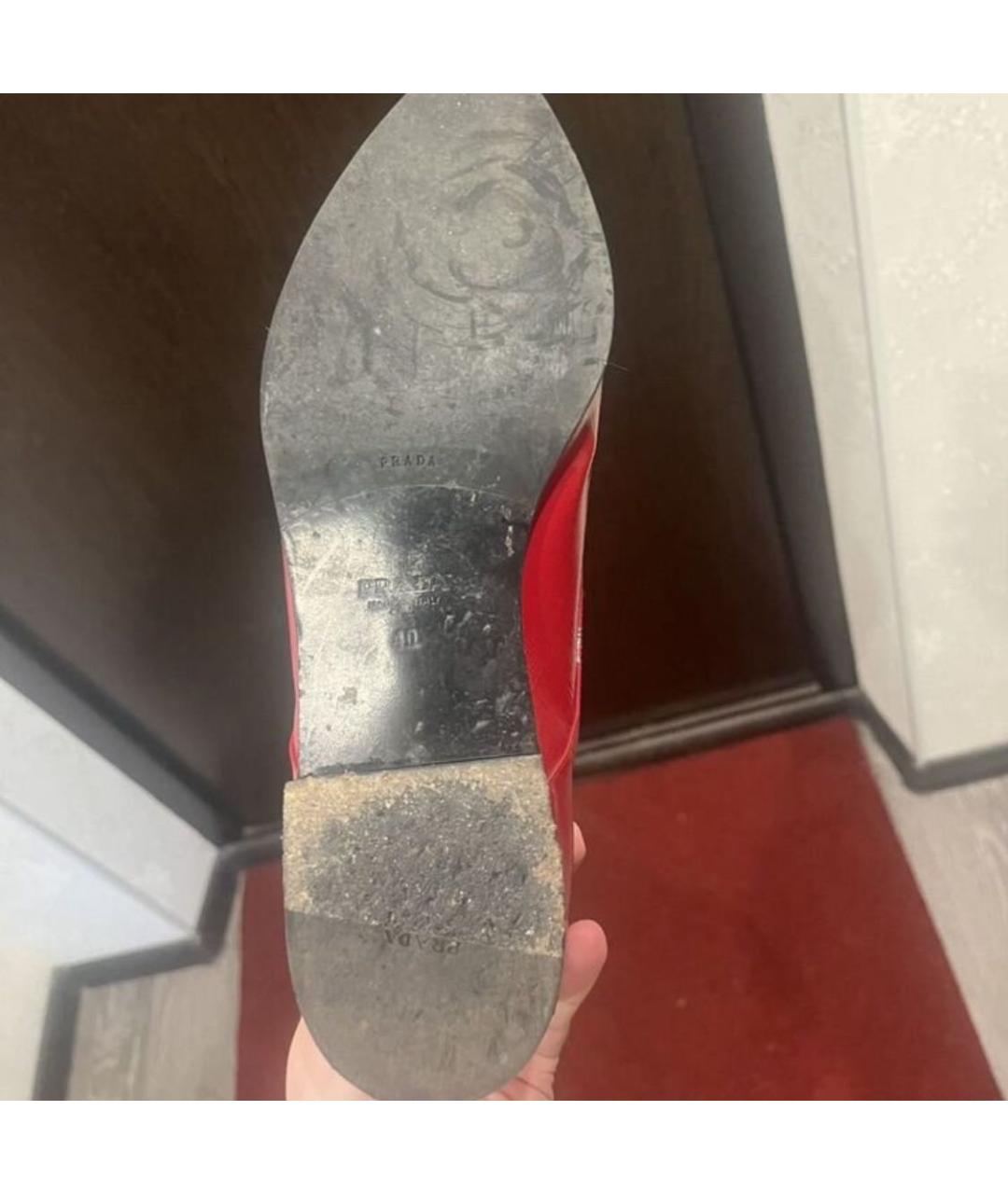 PRADA Красные кожаные туфли, фото 3