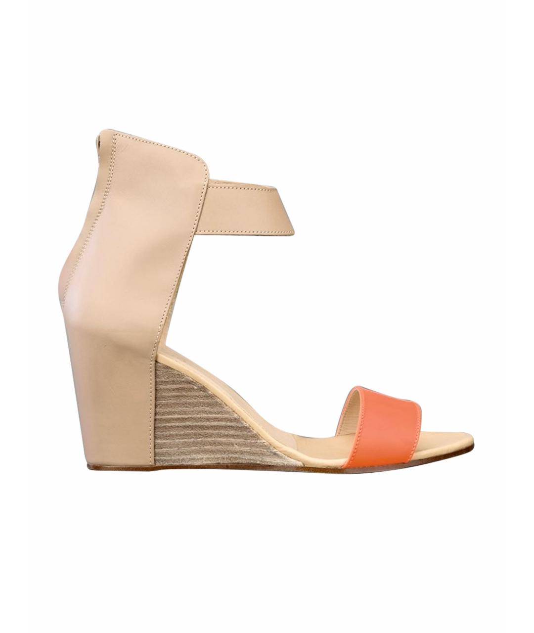 MM6 MAISON MARGIELA Бежевые кожаные босоножки, фото 9